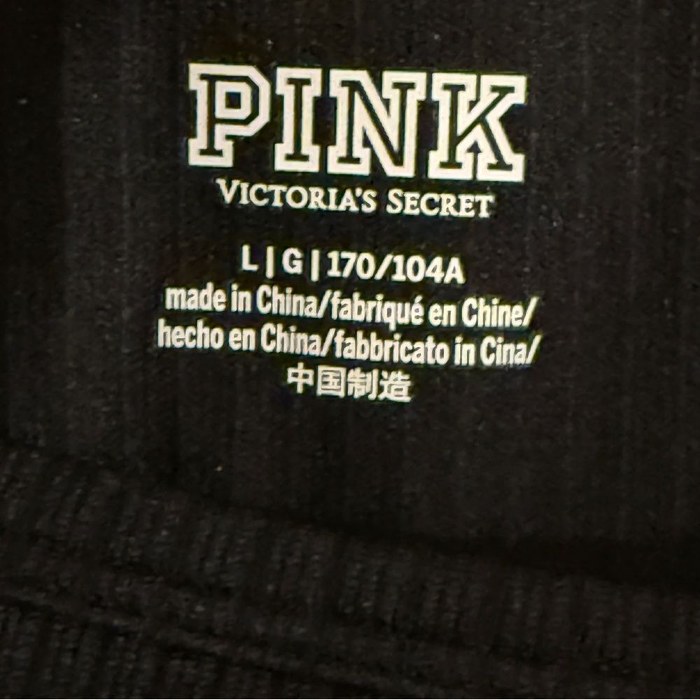 NWT PINK Victoria’s Secret Cropped Ribbed Short Sleeve Shirt Black Size Large - Picture 11 of 12